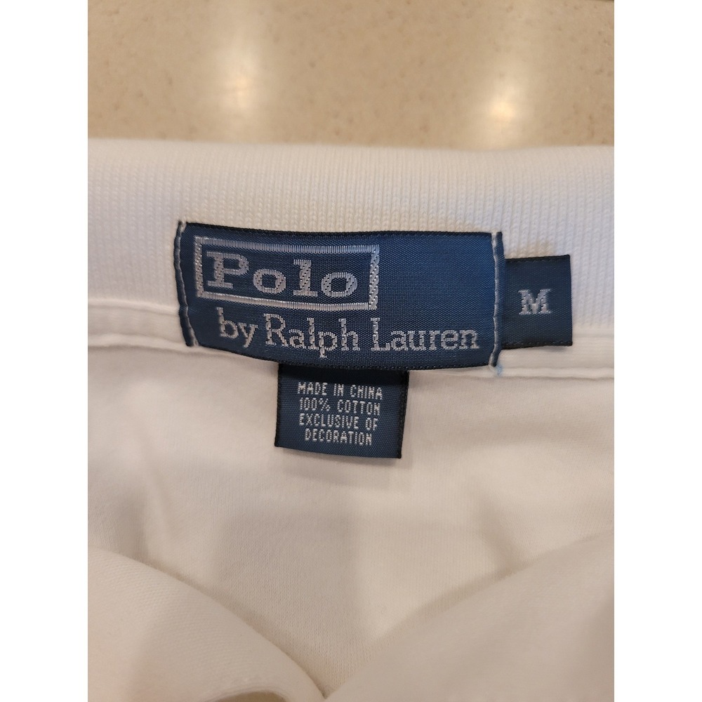 Polo Ralph Lauren Mens White Short Sleeve Cotton Pique Polo Shirt Size M - Picture 3 of 4